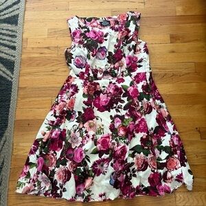 Hearts & Roses Floral A-Line Dress Size 14